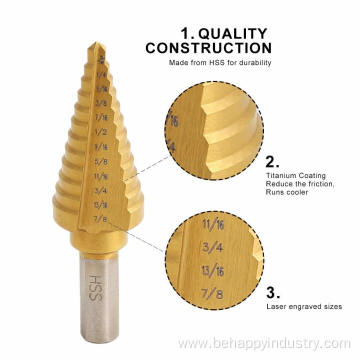 5PCS Step Drill Bits with Titanium Coated